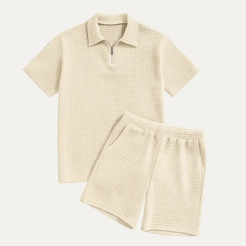 Herren Zweiteiliges Set mit Kurzarmshirt und Shorts mit Struktur