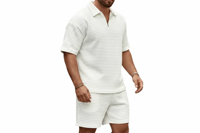 Herren Zweiteiliges Set mit Kurzarmshirt und Shorts mit Struktur