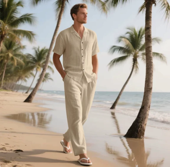 Herren Kurzarmhemd und Hose Set