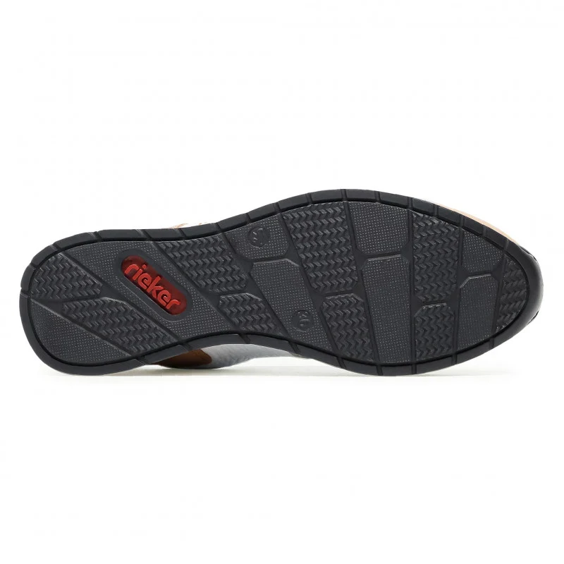 Rieker Damen-Ledersneaker - Weiß / Orange