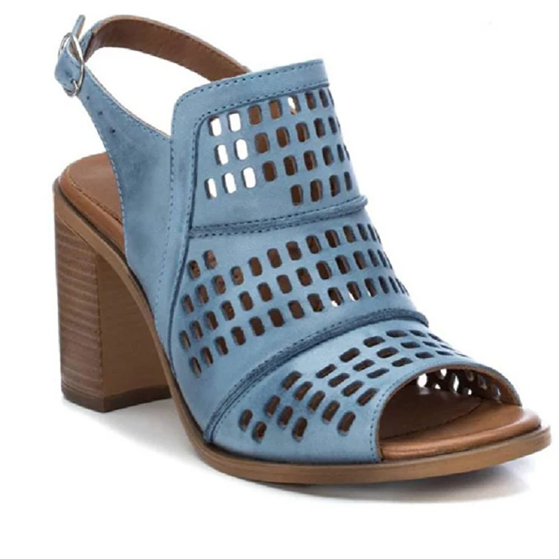Carmela Blauer Damen-High-Heel aus Leder - Blau