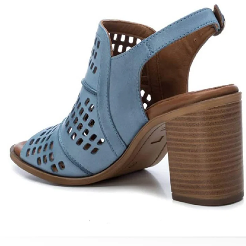 Carmela Blauer Damen-High-Heel aus Leder - Blau
