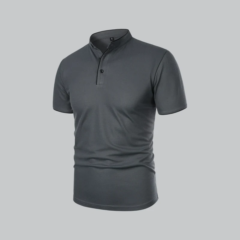 Julian | Herren Stehkragen Baumwoll Kurzarm Polo-Shirt
