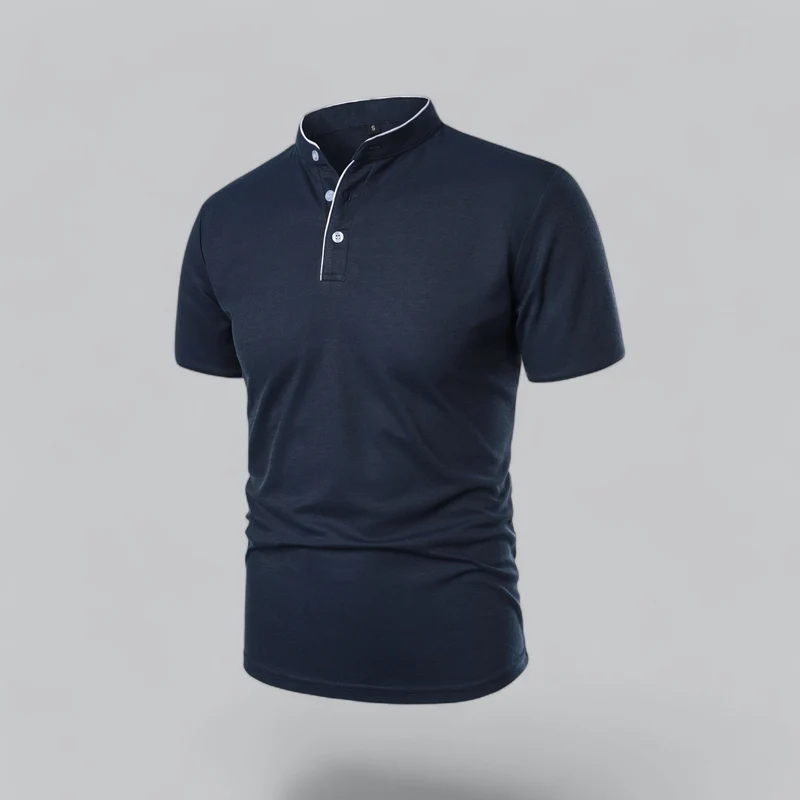 Julian | Herren Stehkragen Baumwoll Kurzarm Polo-Shirt
