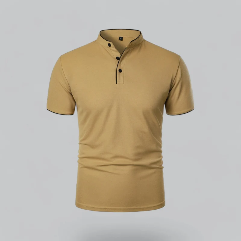 Julian | Herren Stehkragen Baumwoll Kurzarm Polo-Shirt