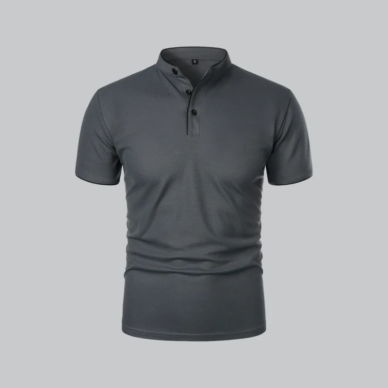 Julian | Herren Stehkragen Baumwoll Kurzarm Polo-Shirt