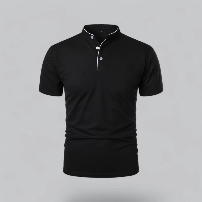 Julian | Herren Stehkragen Baumwoll Kurzarm Polo-Shirt