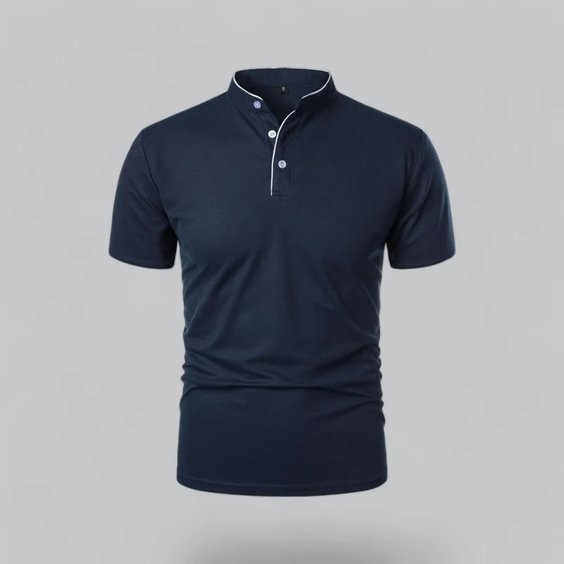 Julian | Herren Stehkragen Baumwoll Kurzarm Polo-Shirt