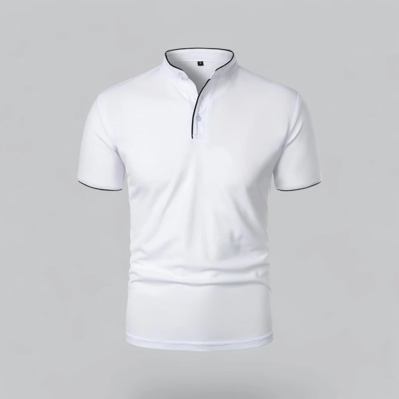 Julian | Herren Stehkragen Baumwoll Kurzarm Polo-Shirt