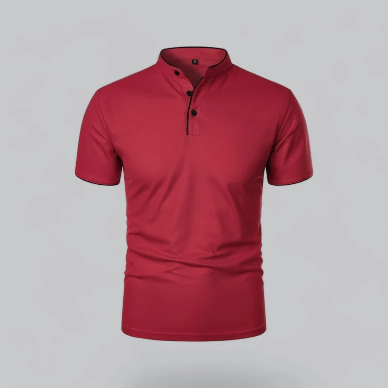 Julian | Herren Stehkragen Baumwoll Kurzarm Polo-Shirt