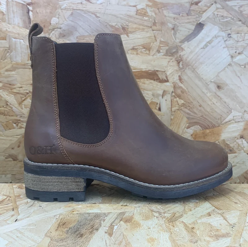 Oak & Hyde Frauenbrücke Chelsea Leder-Ankle-Boot – Dunkelbraun