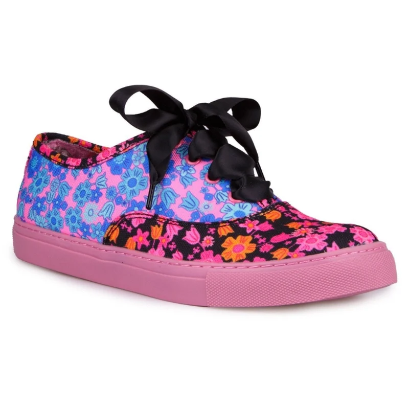 Irregular Choice Top-of-the-World-Trainer für Damen – Blau/Schwarze Blume