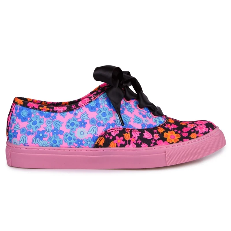 Irregular Choice Top-of-the-World-Trainer für Damen – Blau/Schwarze Blume