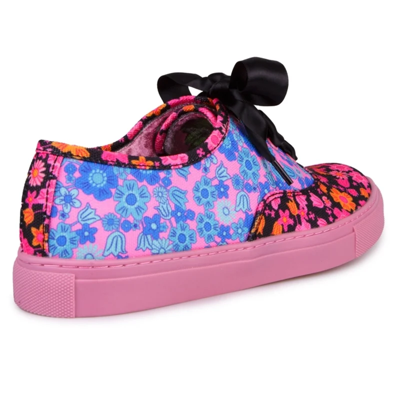 Irregular Choice Top-of-the-World-Trainer für Damen – Blau/Schwarze Blume