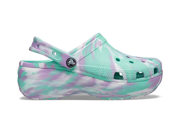 Crocs Klassischer marmorierter Damen-Clog mit Plateausohle – Pistazie