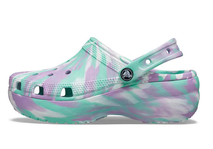 Crocs Klassischer marmorierter Damen-Clog mit Plateausohle – Pistazie