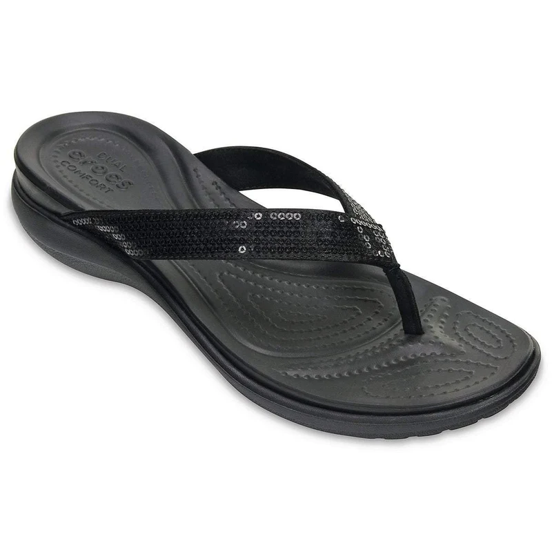 Crocs Damen Capri V Flip Flops - Schwarz