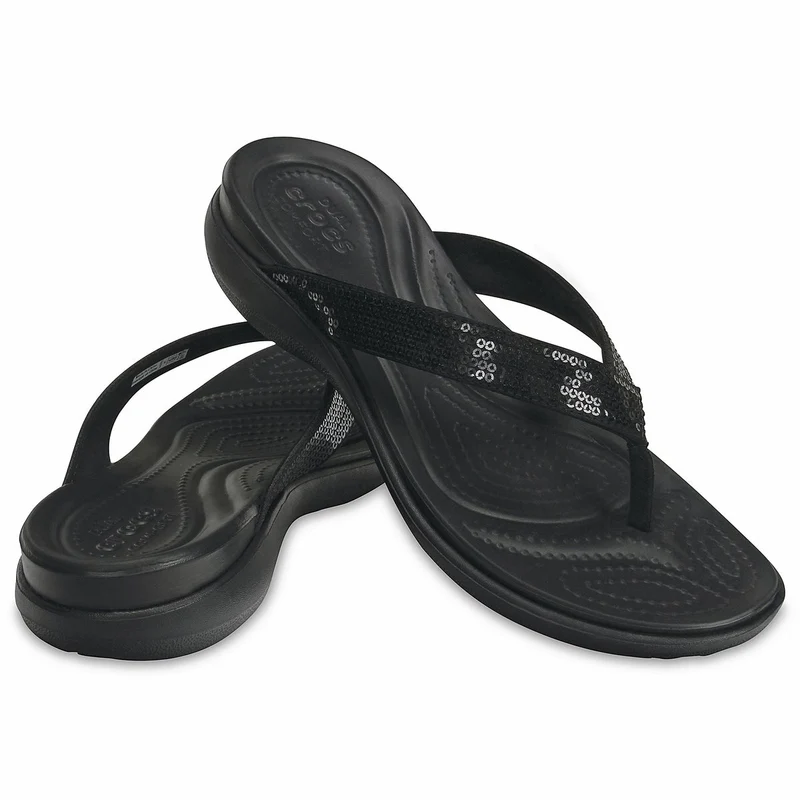 Crocs Damen Capri V Flip Flops - Schwarz