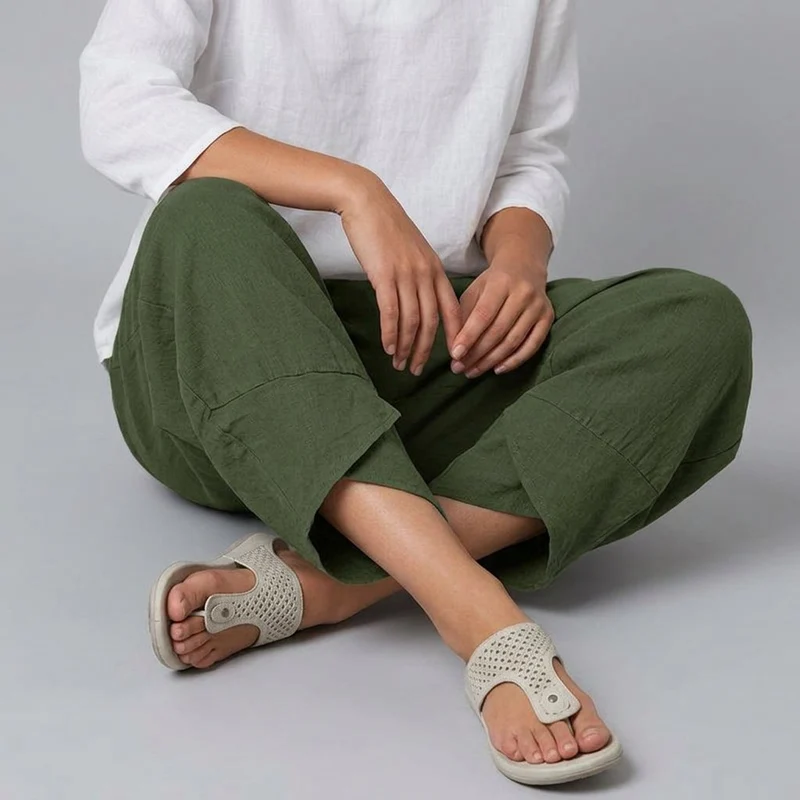 Annika | Damen Culotte mit elastischem Bund Sommer Leinen