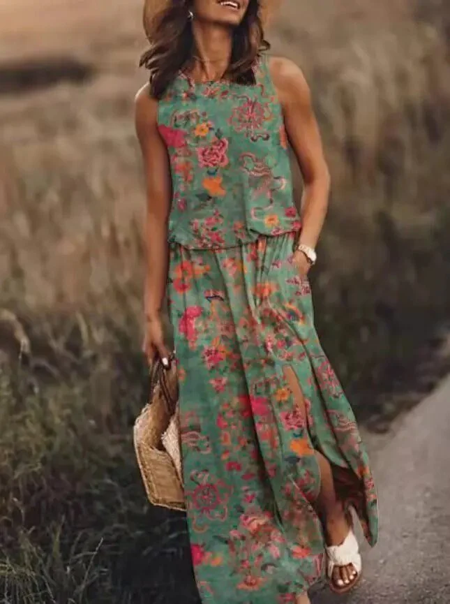 Marlene | Maxi Kleid Ärmellos Elastische Taille Boho Sommer