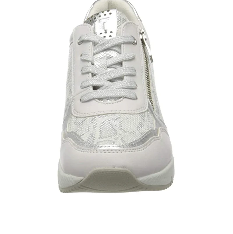 Marco Tozzi Damen-Modesneaker mit Keilabsatz – Weiß