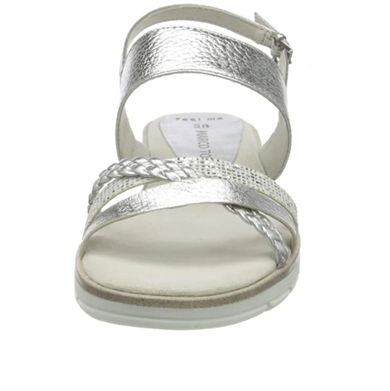 Marco Tozzi Damenmode-Sandalen – Silbermetallic