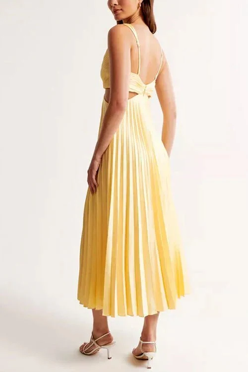 Katharina | Damen Maxi Kleid V-Ausschnitt Plissiert