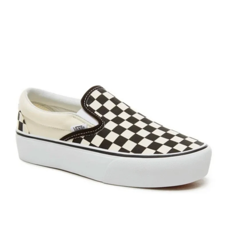 VANS- KLASSISCHE SLIP-ON-PLATTFORM-SCHACHBRETT - WEISS/SCHWARZ