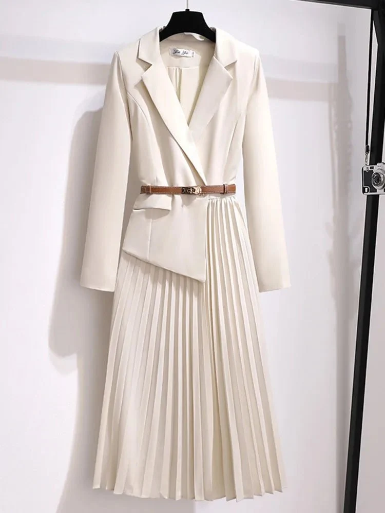 Sophie | Midi Blazerkleid Tailliert Plissiert Elegant
