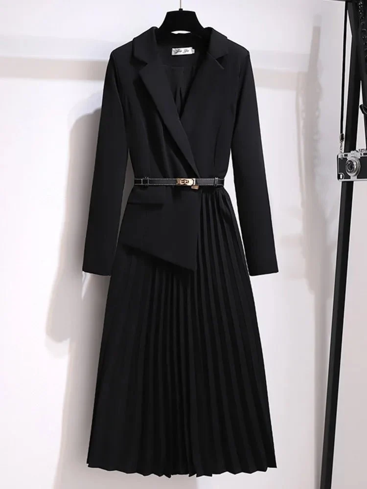 Sophie | Midi Blazerkleid Tailliert Plissiert Elegant