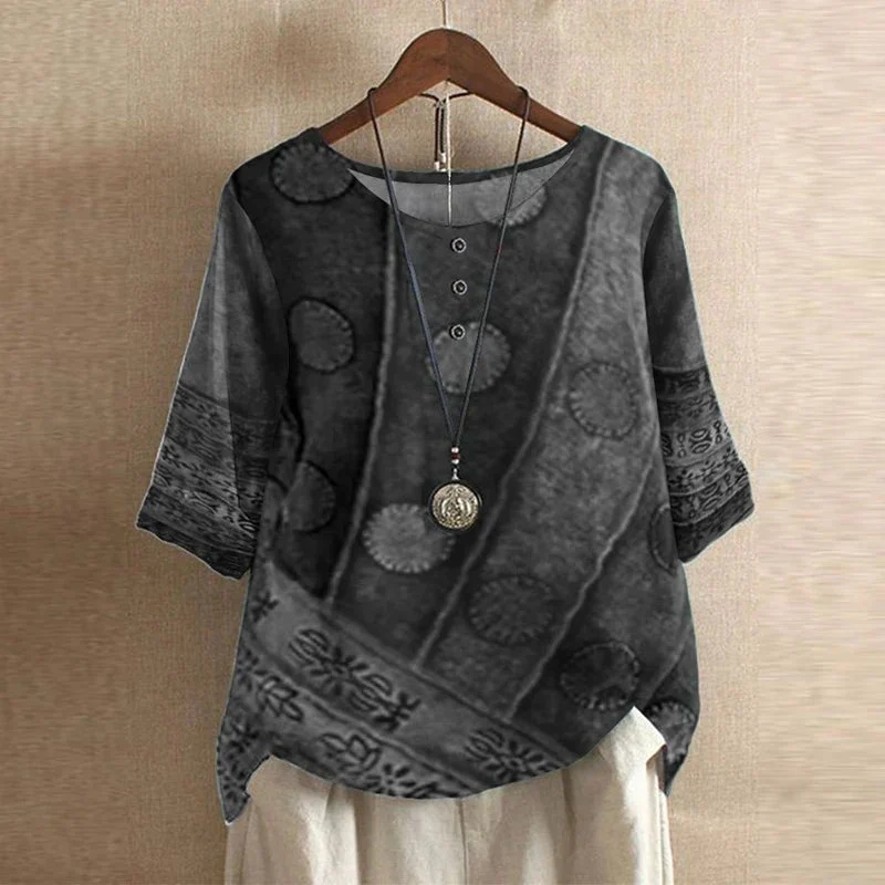 Mia | Damen Plus Size Bluse Blumendruck Vintage Stil Kurzarm