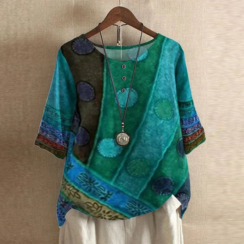 Mia | Damen Plus Size Bluse Blumendruck Vintage Stil Kurzarm