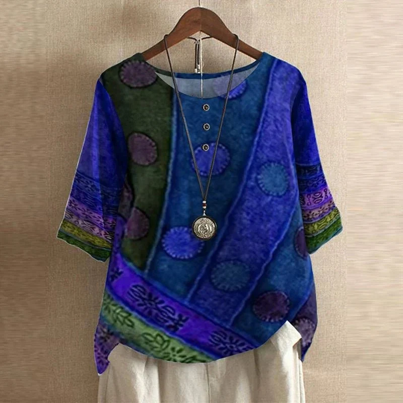 Mia | Damen Plus Size Bluse Blumendruck Vintage Stil Kurzarm