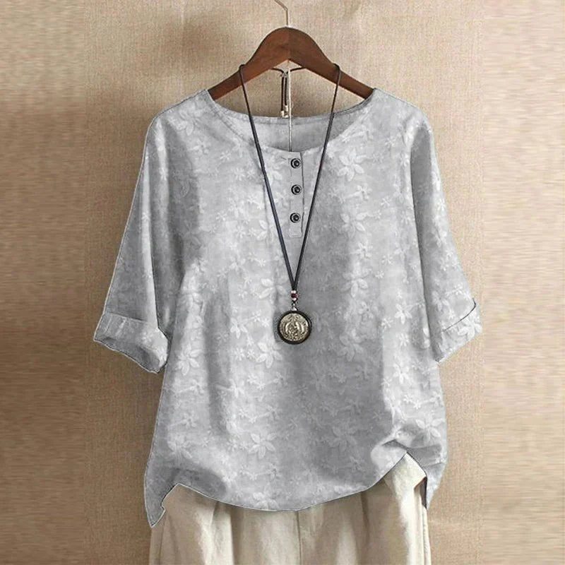 Mia | Damen Plus Size Bluse Blumendruck Vintage Stil Kurzarm