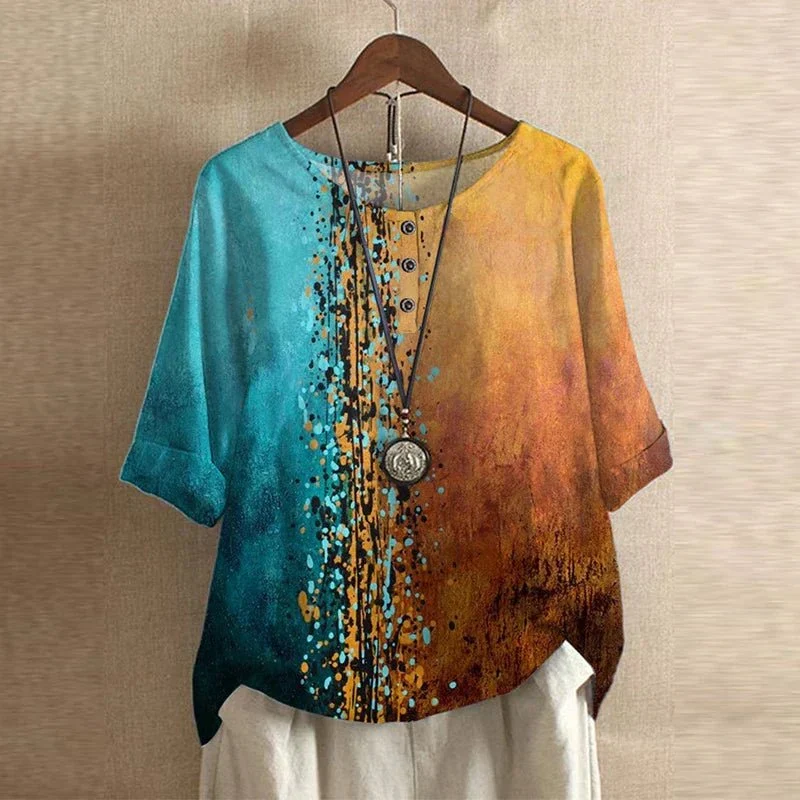 Mia | Damen Plus Size Bluse Blumendruck Vintage Stil Kurzarm