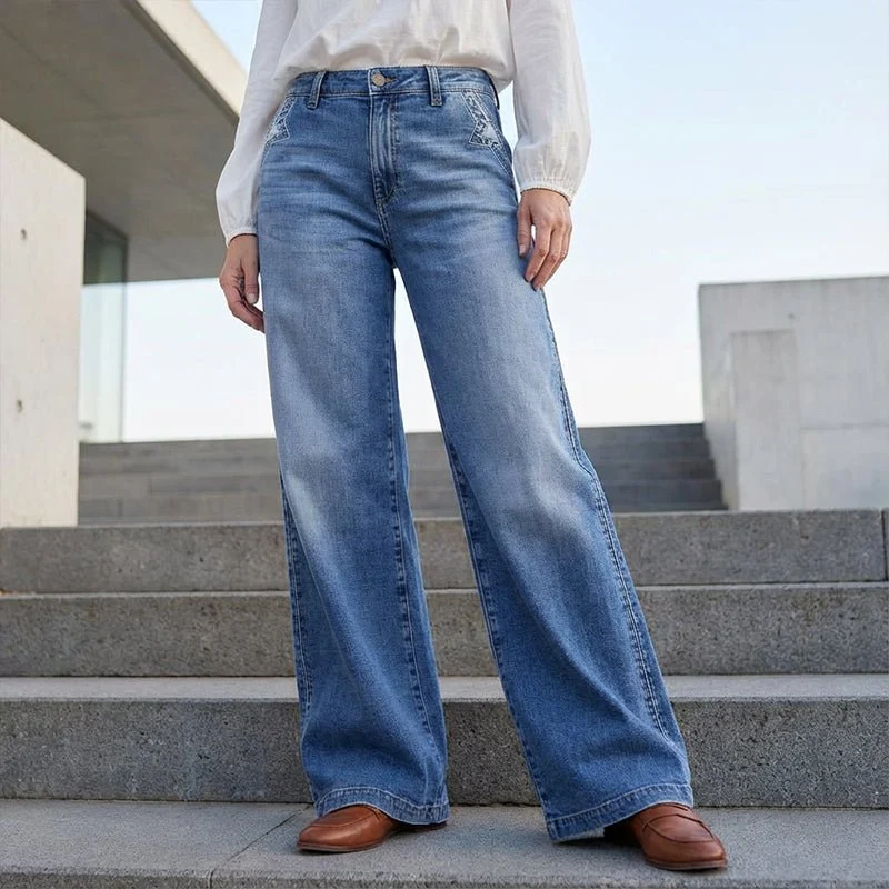 Hannah | Damen Vintage High Waist Wide Leg Jeans Hochtailliert
