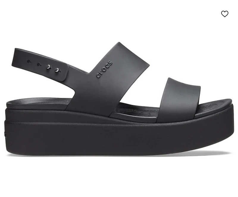 Crocs Damen-Sandale „Brooklyn“ mit niedrigem Keilabsatz – Schwarz