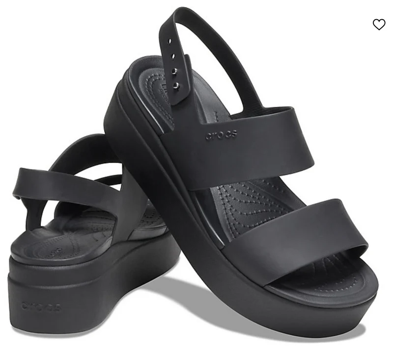 Crocs Damen-Sandale „Brooklyn“ mit niedrigem Keilabsatz – Schwarz