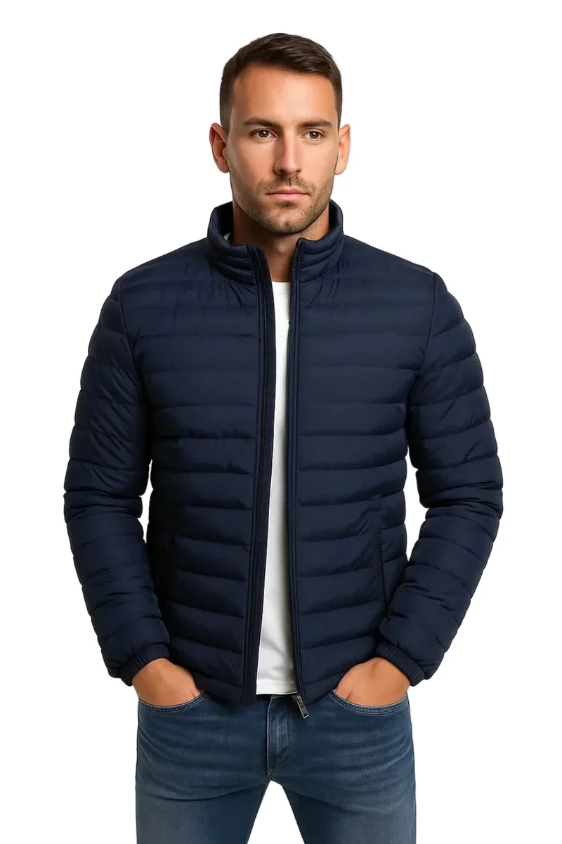 Herren Steppjacke mit Stehkragen und Reißverschluss