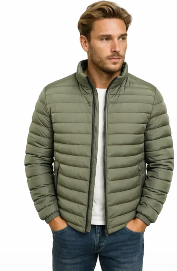 Herren Steppjacke mit Stehkragen und Reißverschluss