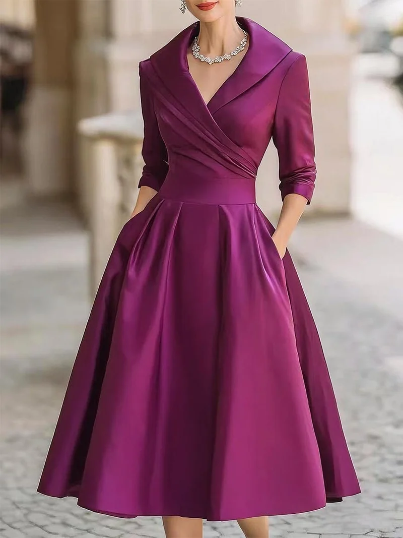 Luisa | Midi Kleid V-Ausschnitt Wickelstil Elegant