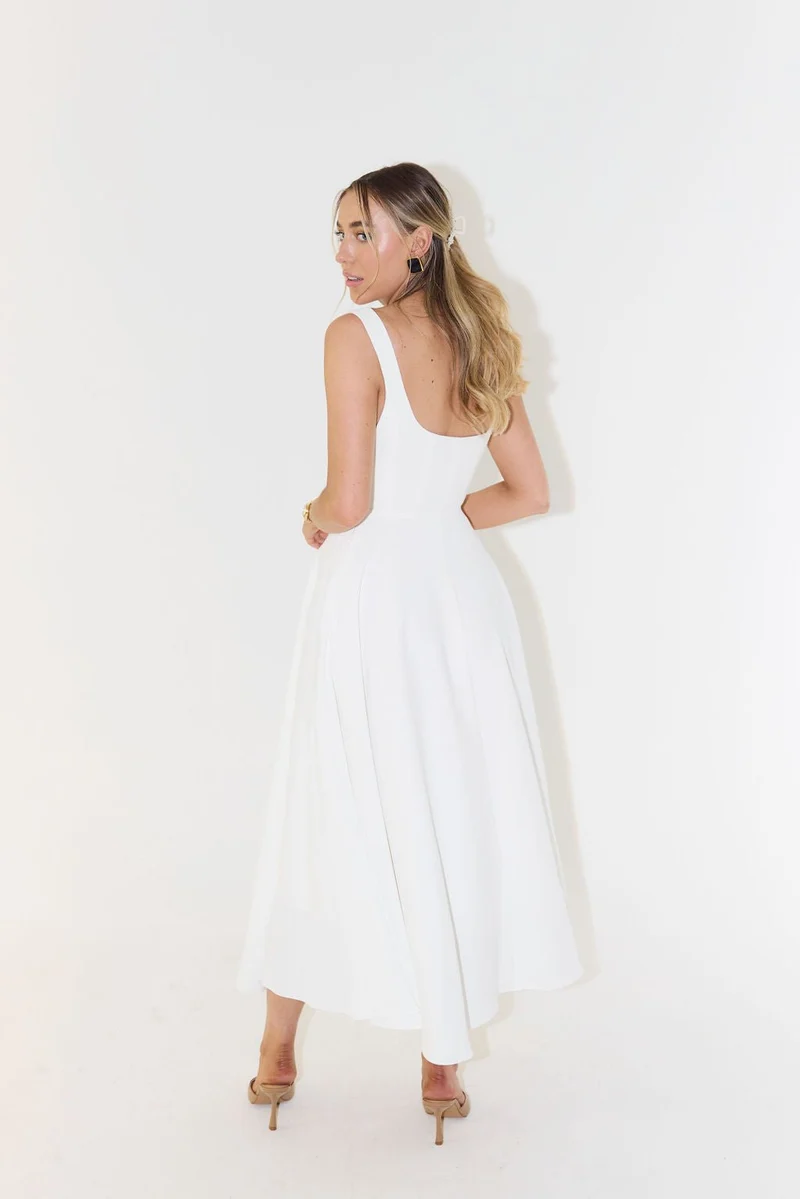 Luisa | Midikleid A-Linie Quadratischer Ausschnitt Plissee