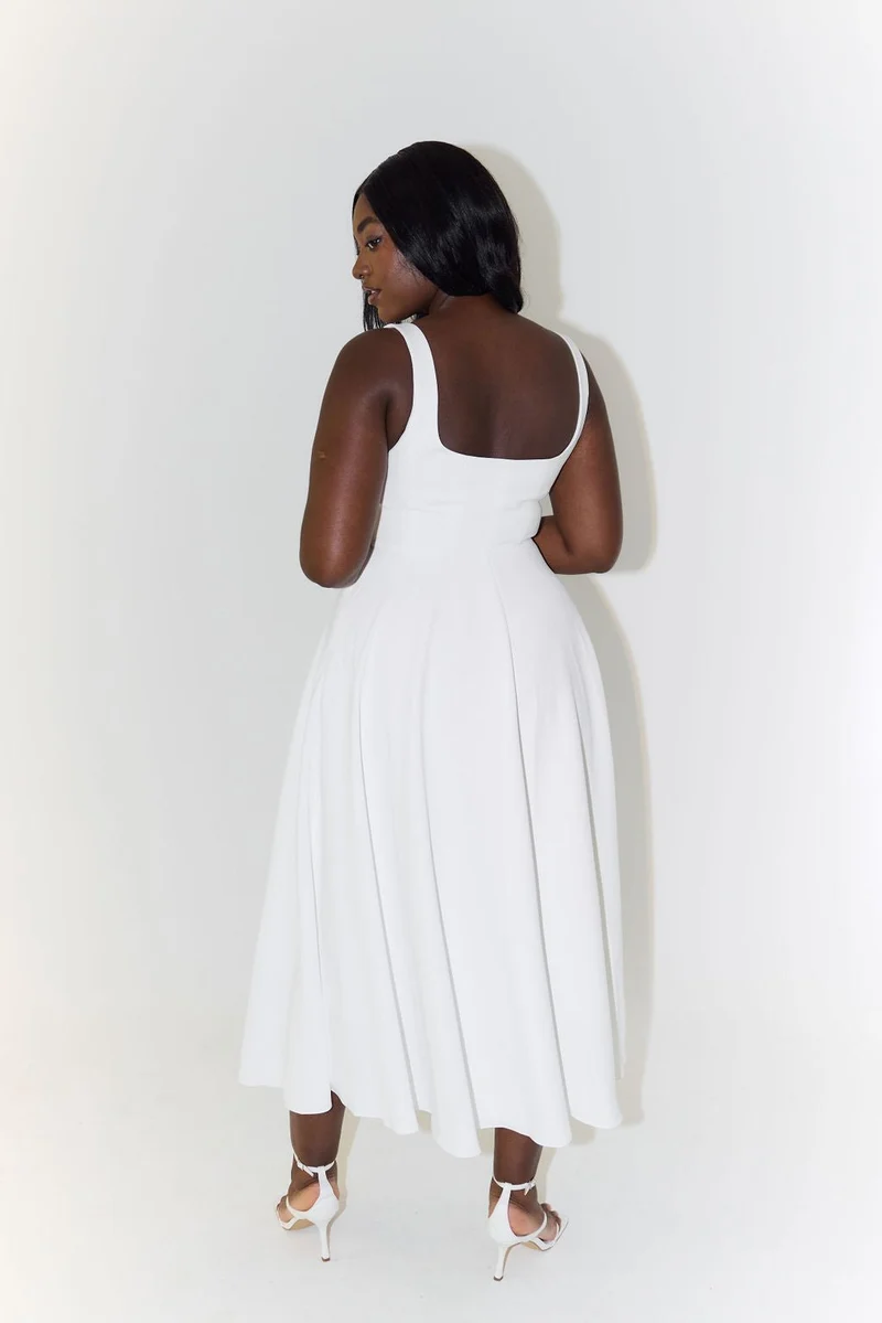 Luisa | Midikleid A-Linie Quadratischer Ausschnitt Plissee