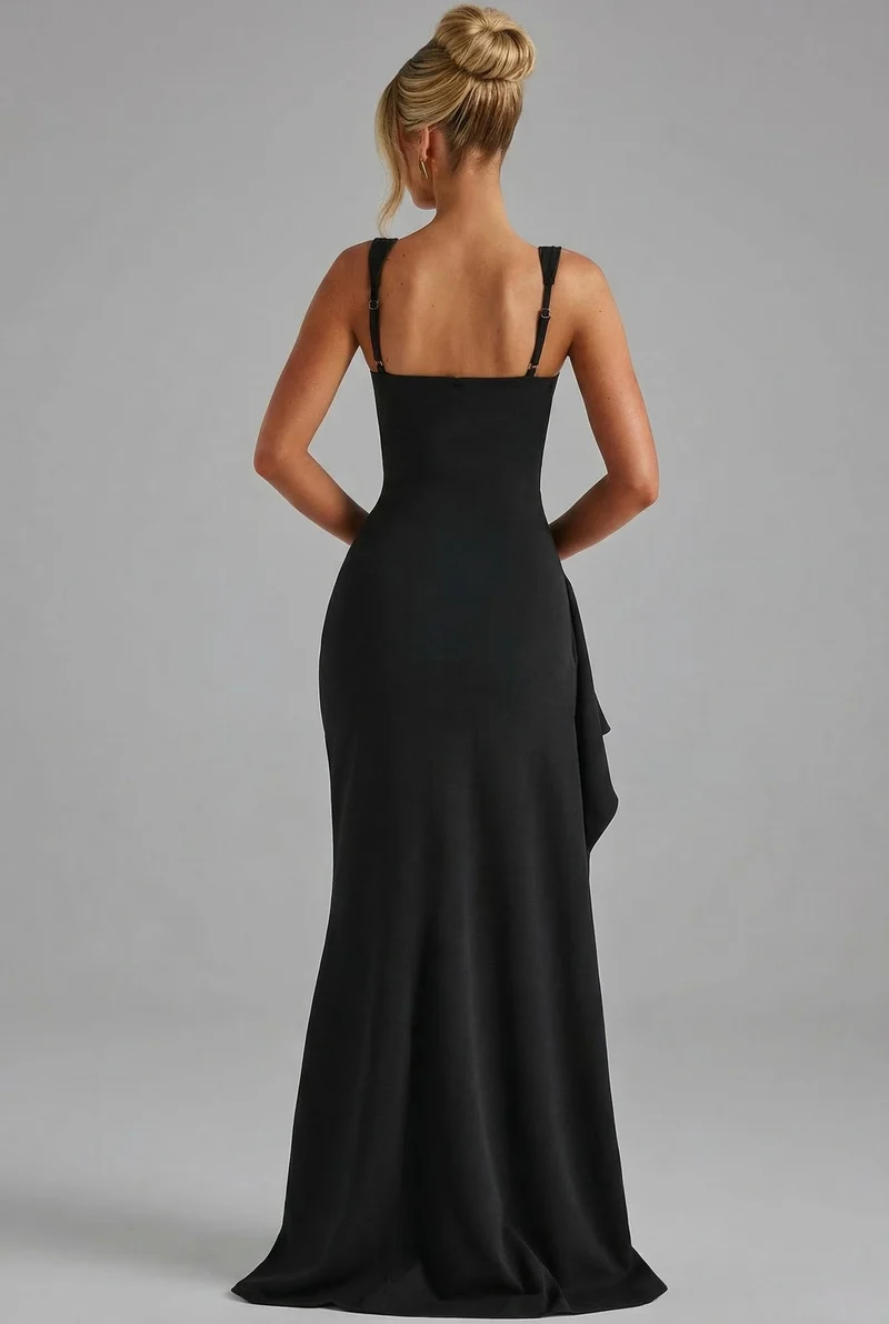 Amelie | Damen Bodycon Maxikleid mit Beinschlitz und offenem Rücken