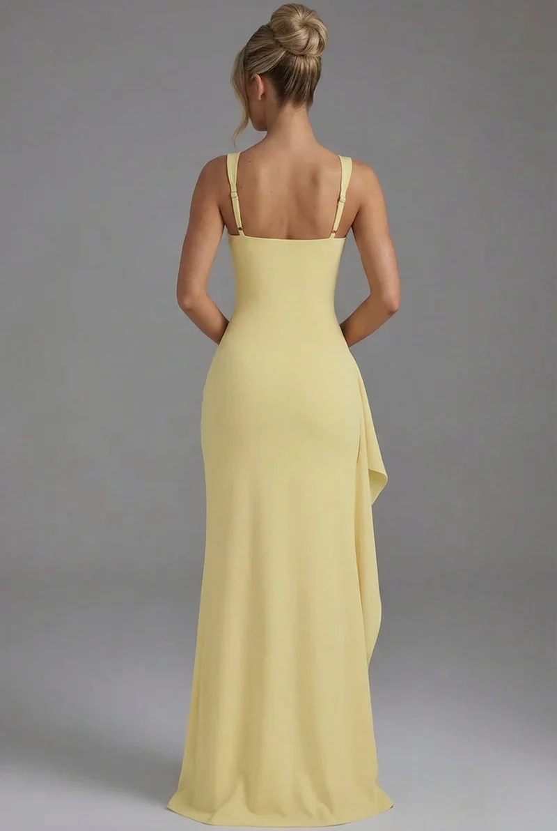 Amelie | Damen Bodycon Maxikleid mit Beinschlitz und offenem Rücken