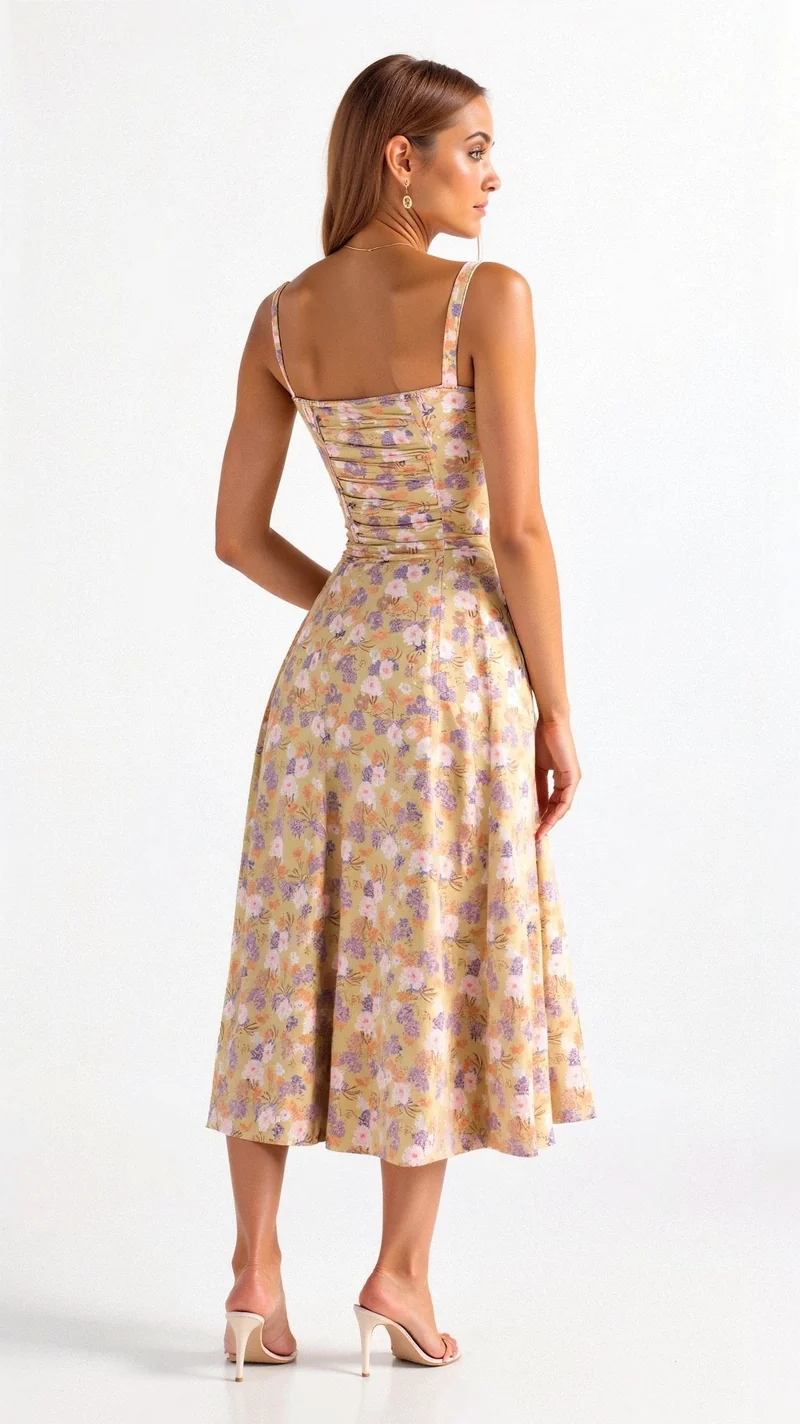 Elfriede | Bustier Midi Kleid Blumenmuster Korsett