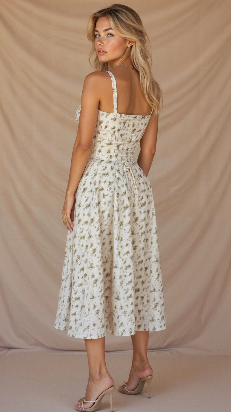 Elfriede | Bustier Midi Kleid Blumenmuster Korsett