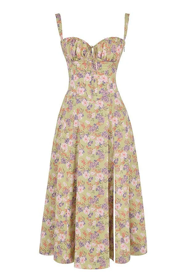 Elfriede | Bustier Midi Kleid Blumenmuster Korsett