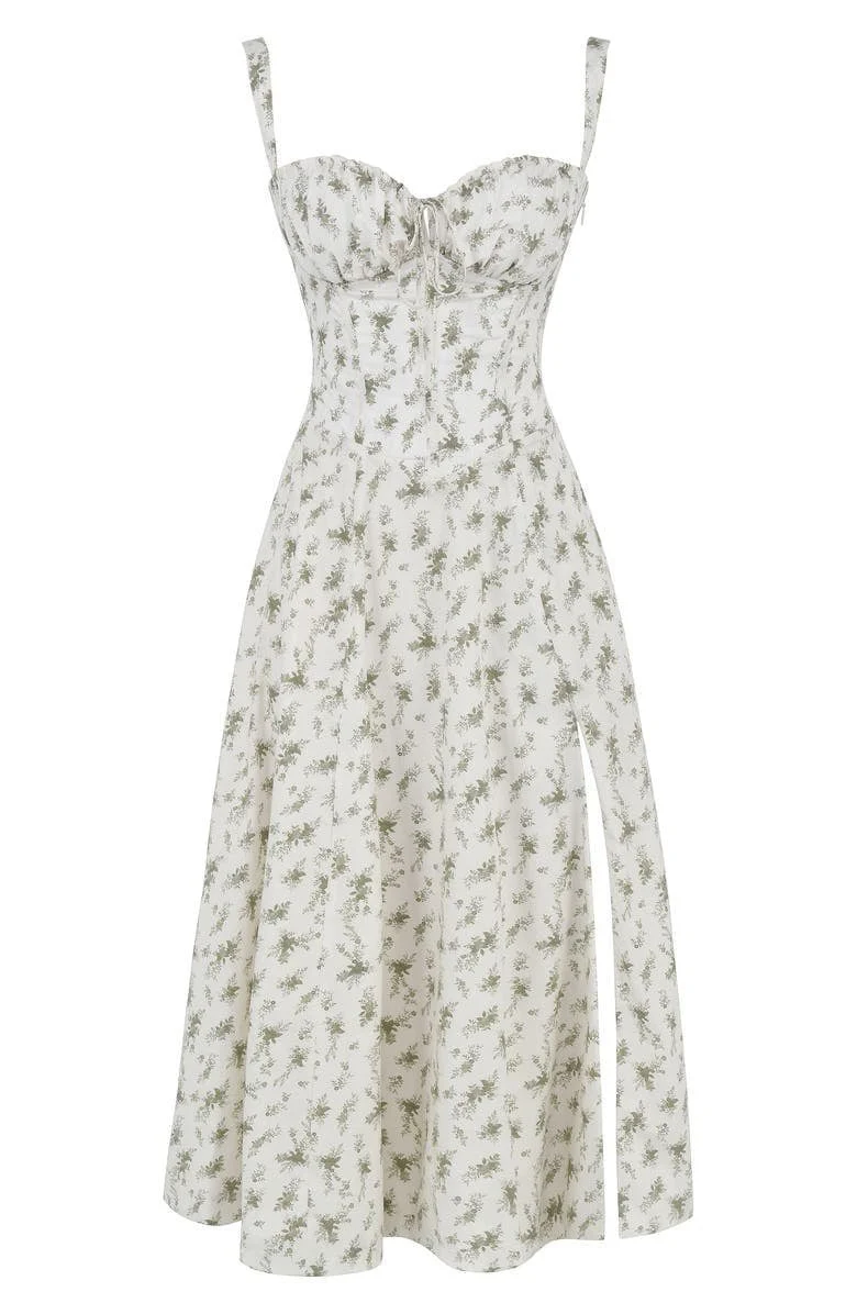 Elfriede | Bustier Midi Kleid Blumenmuster Korsett