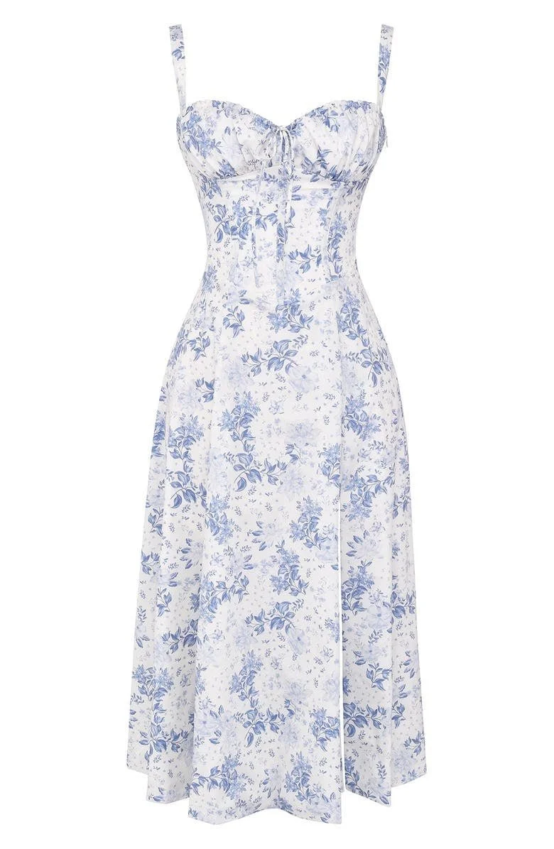Elfriede | Bustier Midi Kleid Blumenmuster Korsett